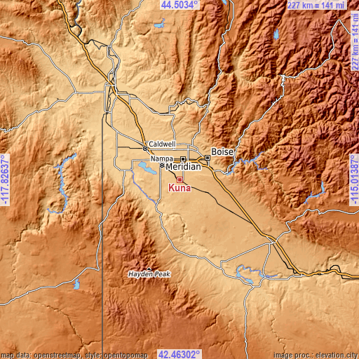 Topographic map of Kuna