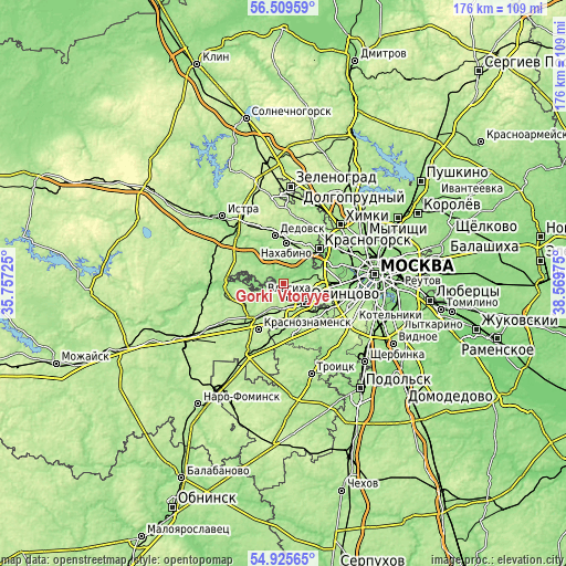 Topographic map of Gorki Vtoryye