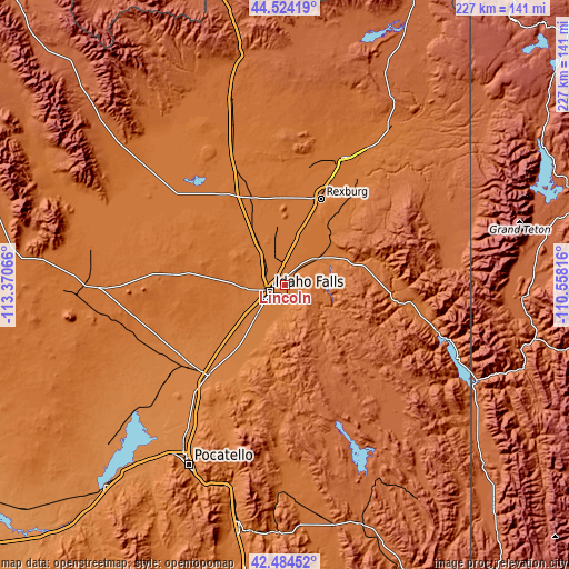 Topographic map of Lincoln