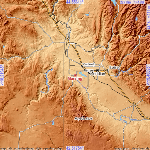 Topographic map of Marsing