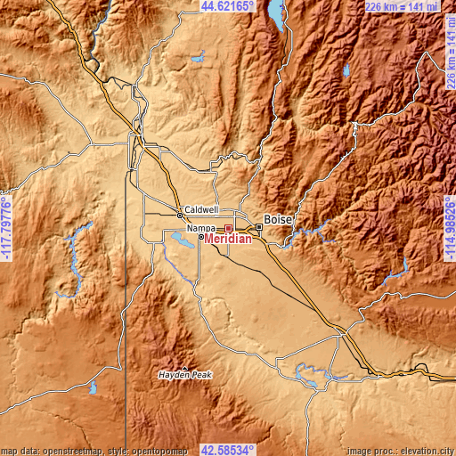 Topographic map of Meridian