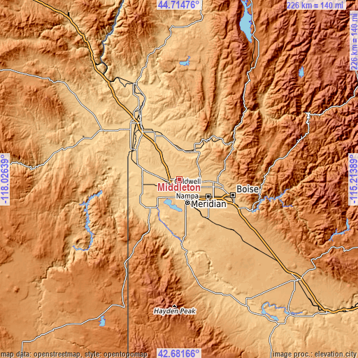 Topographic map of Middleton