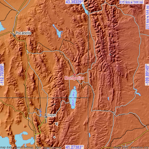 Topographic map of Montpelier