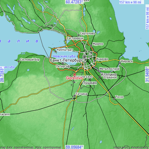 Topographic map of Gorelovo