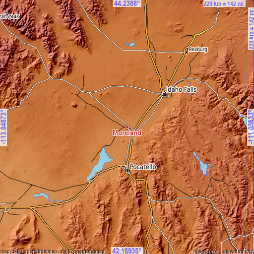 Topographic map of Moreland