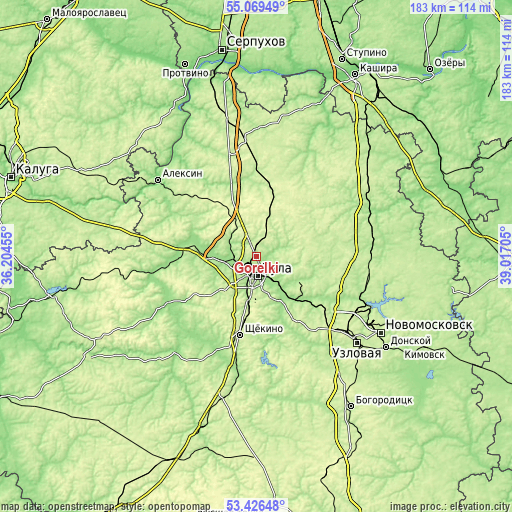 Topographic map of Gorelki