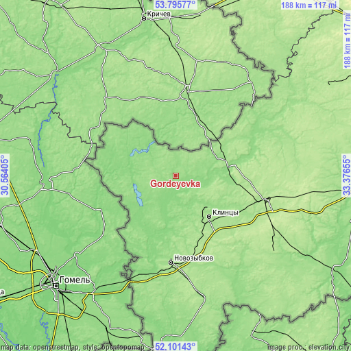 Topographic map of Gordeyevka