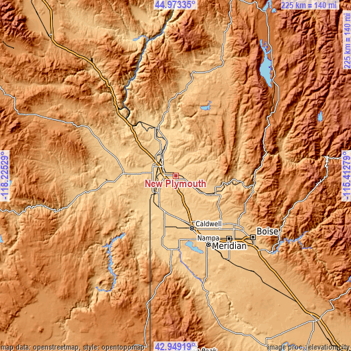 Topographic map of New Plymouth