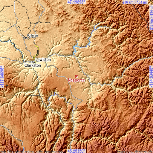 Topographic map of Nezperce