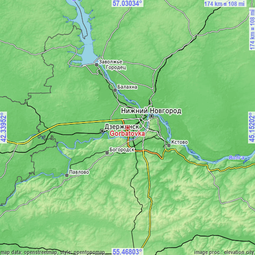 Topographic map of Gorbatovka