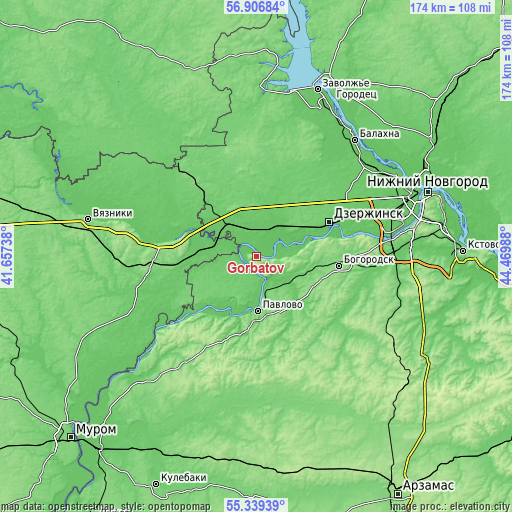 Topographic map of Gorbatov