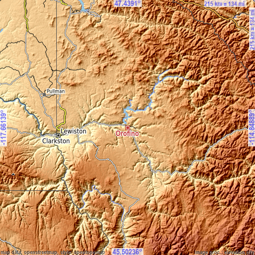 Topographic map of Orofino