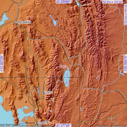 Topographic map of Paris