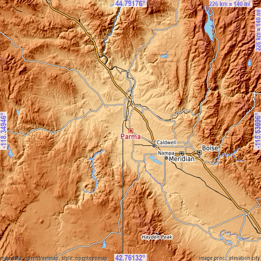 Topographic map of Parma