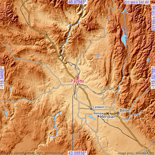 Topographic map of Payette