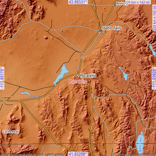 Topographic map of Pocatello