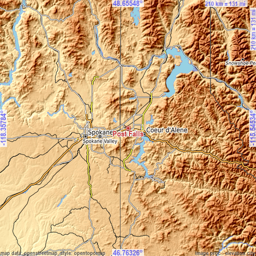 Topographic map of Post Falls