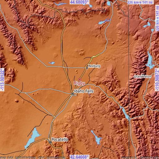 Topographic map of Rigby