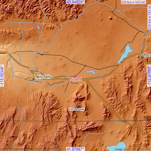 Topographic map of Rupert