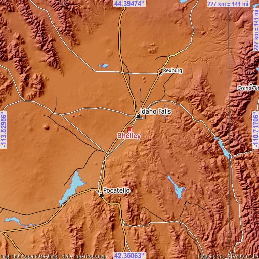 Topographic map of Shelley