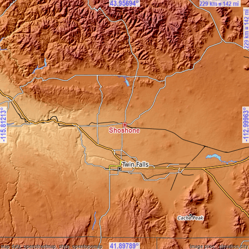 Topographic map of Shoshone