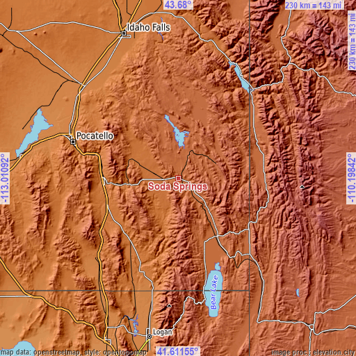 Topographic map of Soda Springs