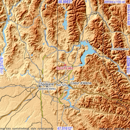 Topographic map of Spirit Lake