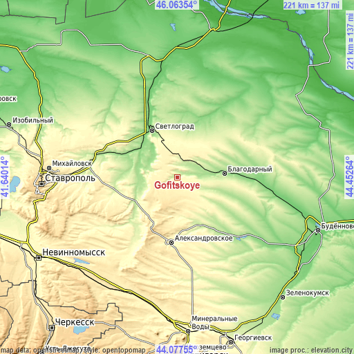 Topographic map of Gofitskoye