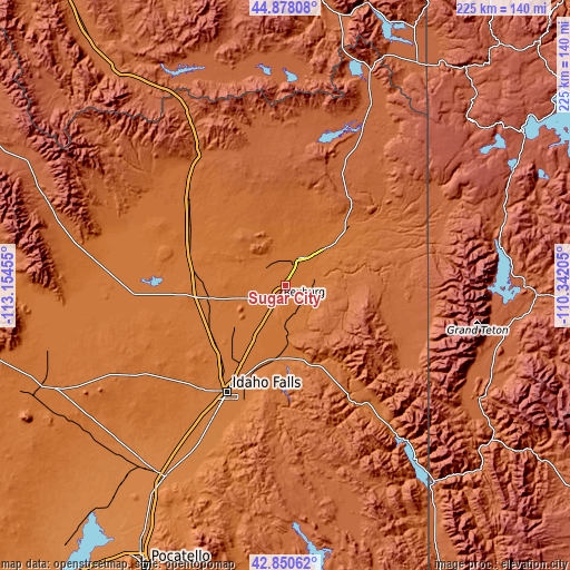 Topographic map of Sugar City