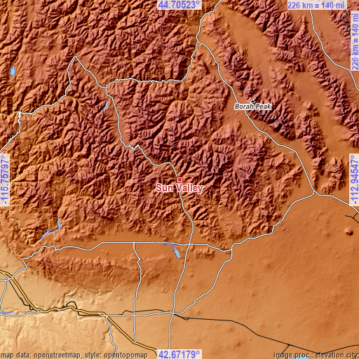 Topographic map of Sun Valley