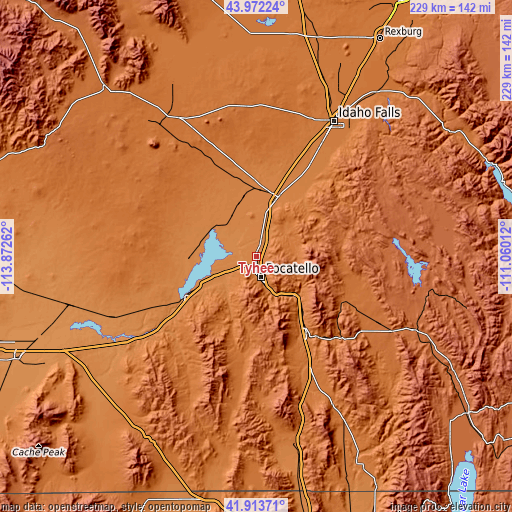 Topographic map of Tyhee