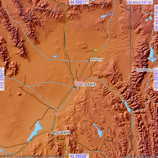 Topographic map of Ucon