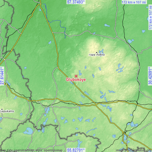 Topographic map of Glubokoye