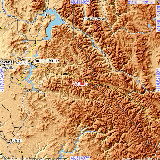 Topographic map of Wallace