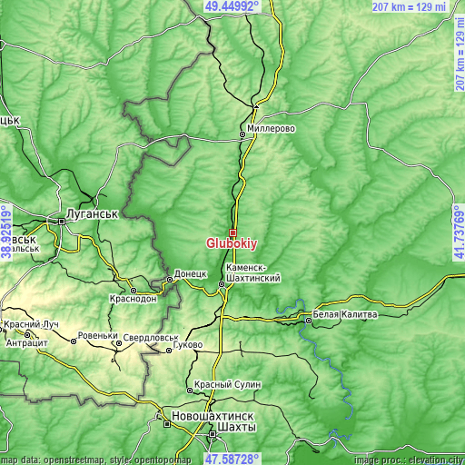 Topographic map of Glubokiy