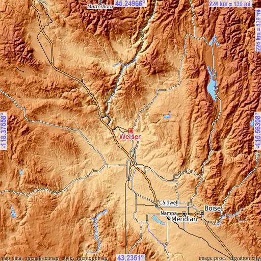 Topographic map of Weiser