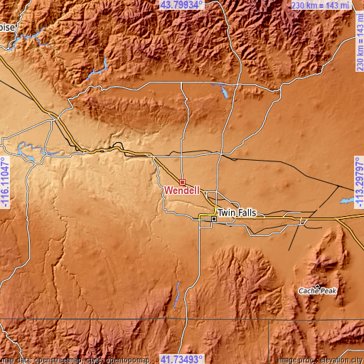 Topographic map of Wendell