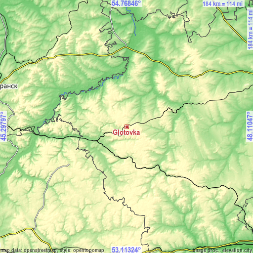 Topographic map of Glotovka