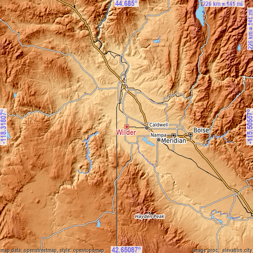 Topographic map of Wilder