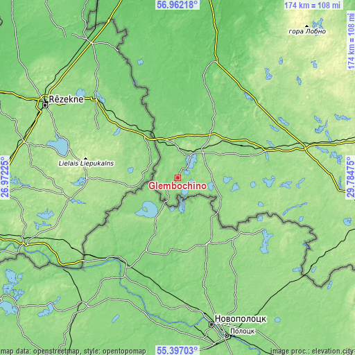 Topographic map of Glembochino