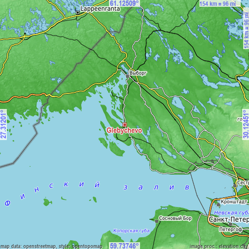 Topographic map of Glebychevo