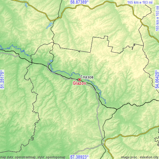 Topographic map of Glazov