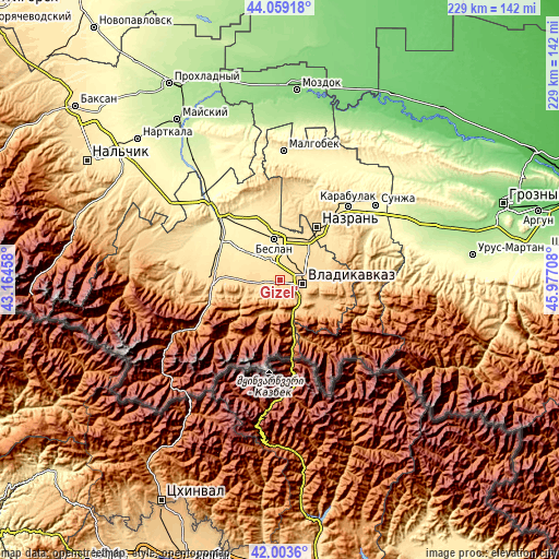 Topographic map of Gizel’