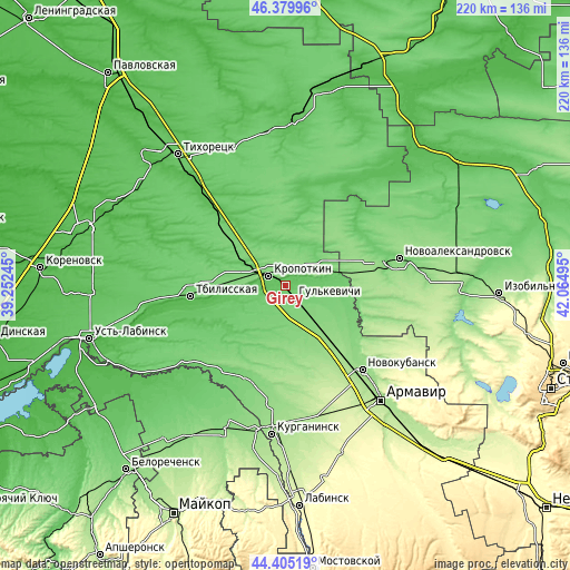 Topographic map of Girey