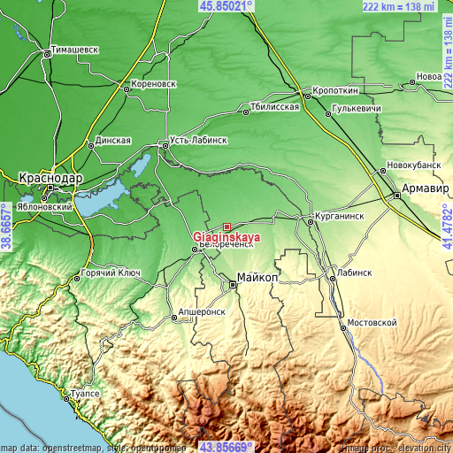 Topographic map of Giaginskaya