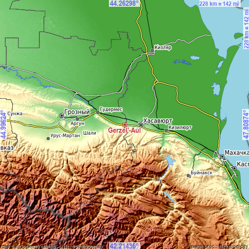 Topographic map of Gerzel’-Aul