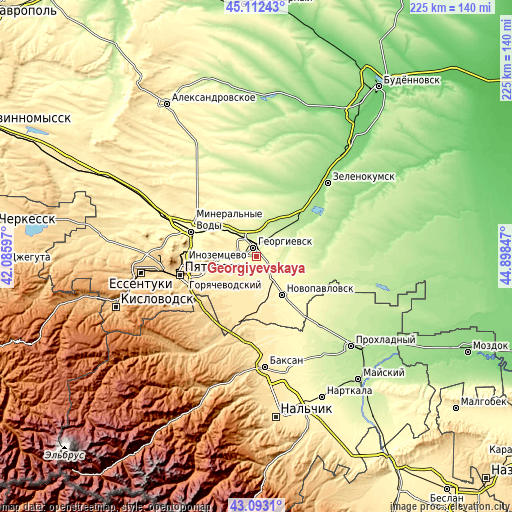 Topographic map of Georgiyevskaya