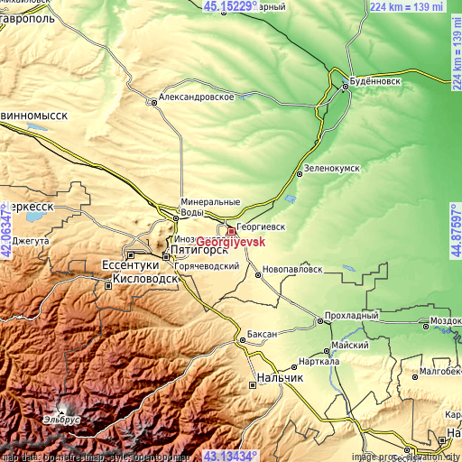 Topographic map of Georgiyevsk