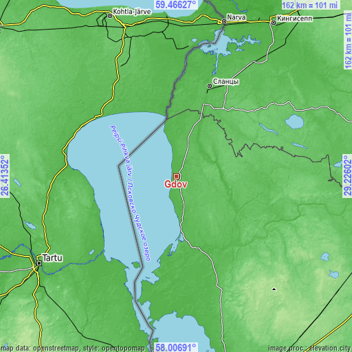 Topographic map of Gdov