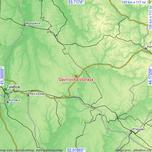 Topographic map of Gavrilovka Vtoraya